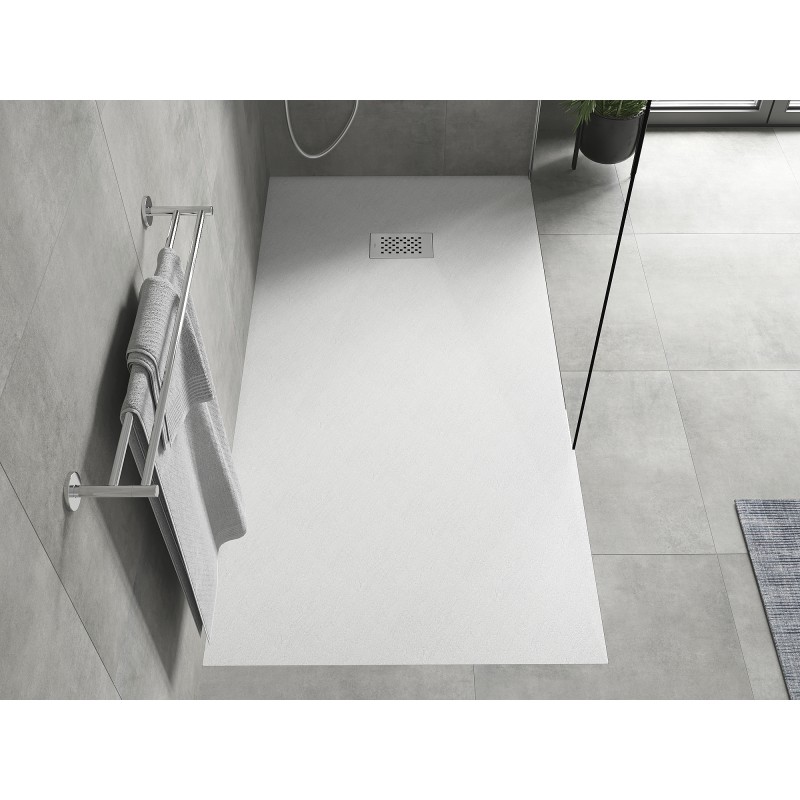 Mexen Hugo rechteckige Duschwanne SMC 170 x 90 cm, weiß, Inox-Abdeckung - 42109017-X