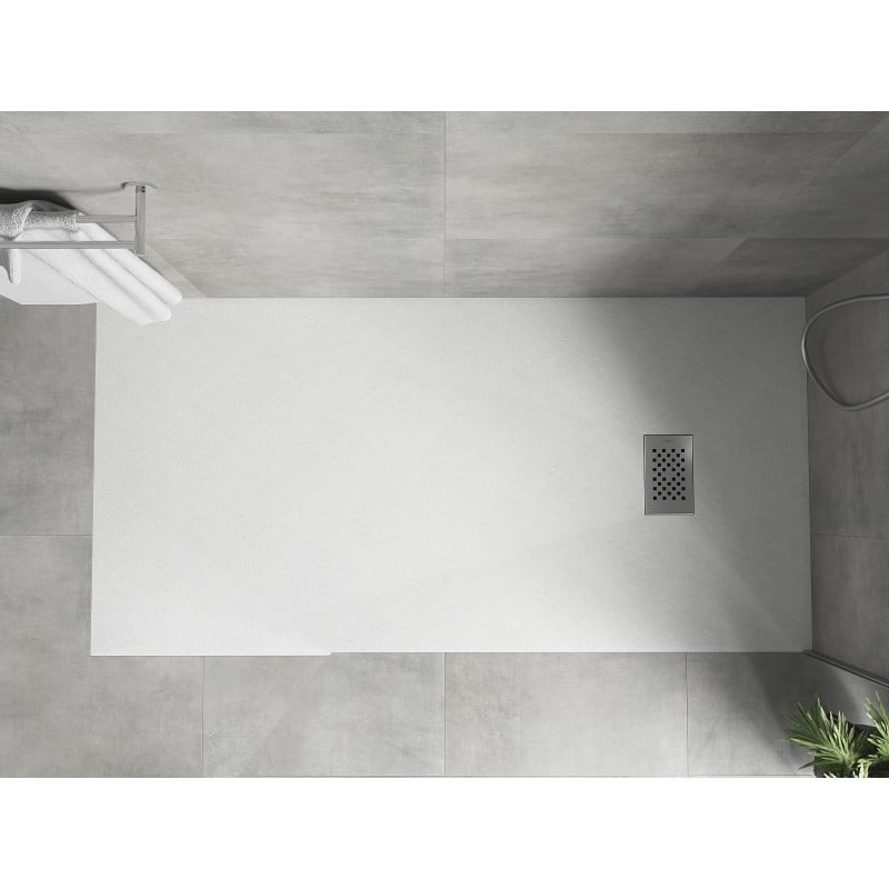 Mexen Hugo rechteckige Duschwanne SMC 180 x 90 cm, weiß, Blende aus Inox - 42109018-X