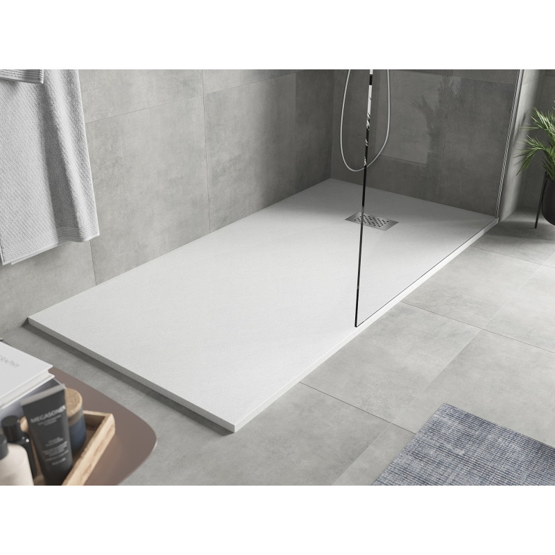 Mexen Hugo Rechteckige Duschwanne SMC 170 x 90 cm, weiß, Abdeckung aus Inox - 42109017-X