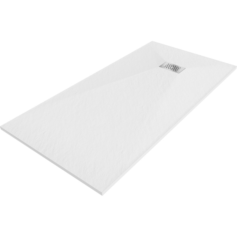Mexen Hugo Rechteckige Duschwanne SMC 170 x 90 cm, weiß, Abdeckung aus Inox - 42109017-X