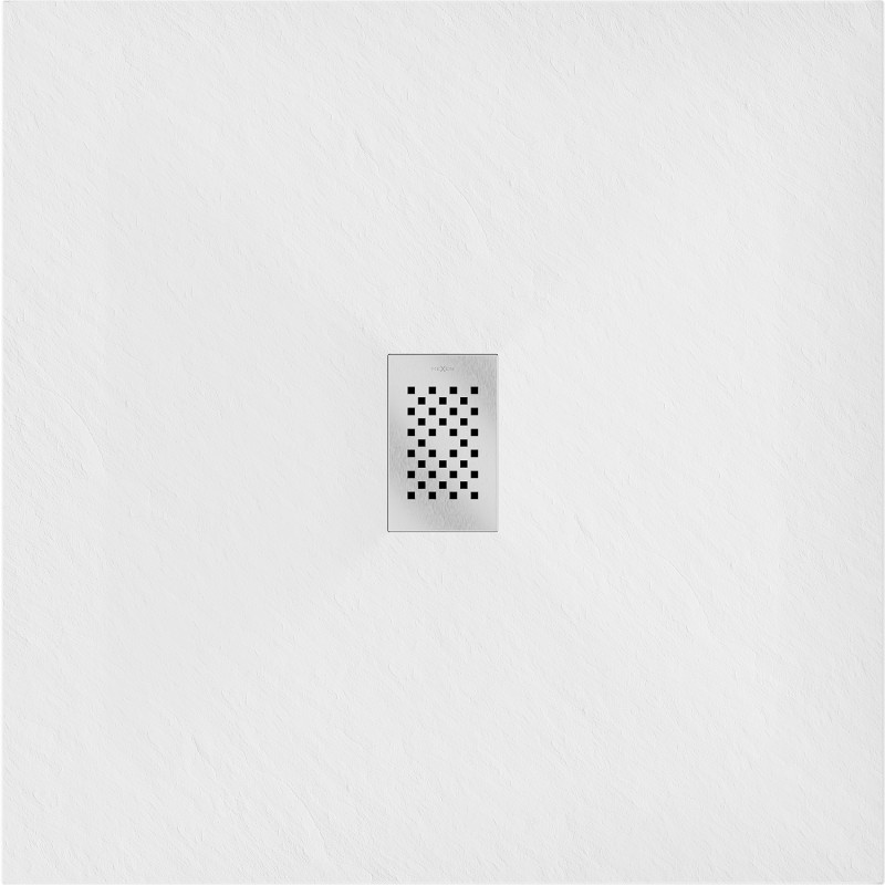 Mexen Hugo quadratische Duschwanne SMC 100 x 100 cm, weiß, Abdeckung aus Inox - 42101010-X