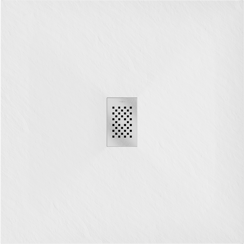 Mexen Hugo quadratische Duschwanne SMC 100 x 100 cm, weiß, Abdeckung Inox - 42101010-X