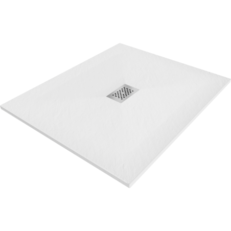 Mexen Hugo rechteckige Duschwanne SMC 110 x 100 cm, weiß, Abdeckung Inox - 42101011-X
