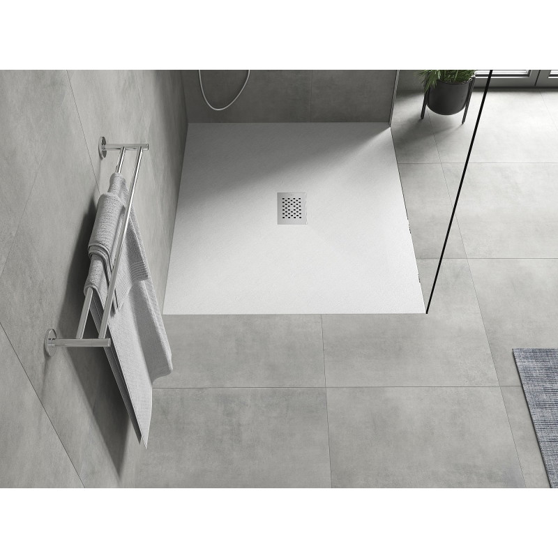 Mexen Hugo Rechteckige Duschwanne SMC 130 x 100 cm, weiß, Abdeckung aus Inox - 42101013-X