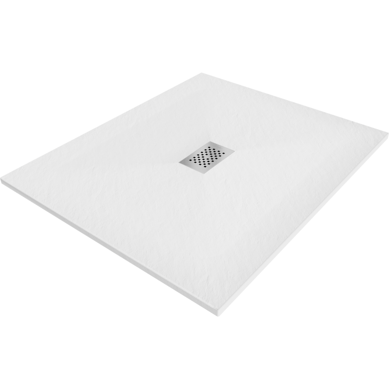 Mexen Hugo rechteckige Duschwanne SMC 120 x 100 cm, weiß, Abdeckung Inox - 42101012-X
