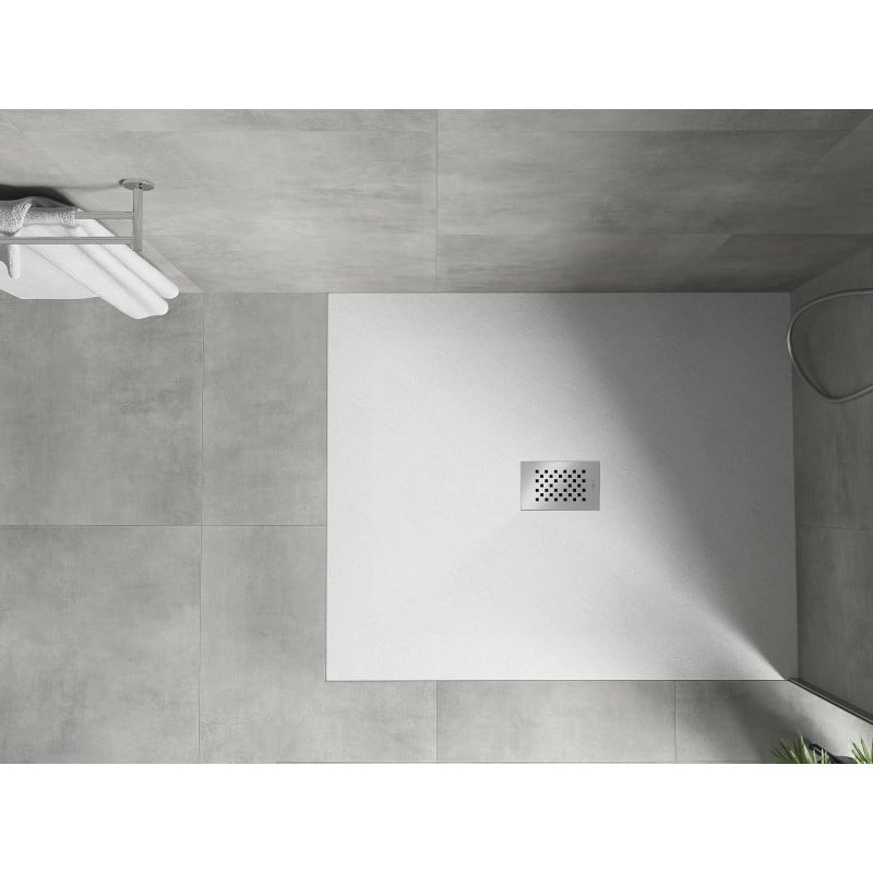 Mexen Hugo rechteckige Duschwanne SMC 130 x 100 cm, weiß, Inox-Abdeckung - 42101013-X