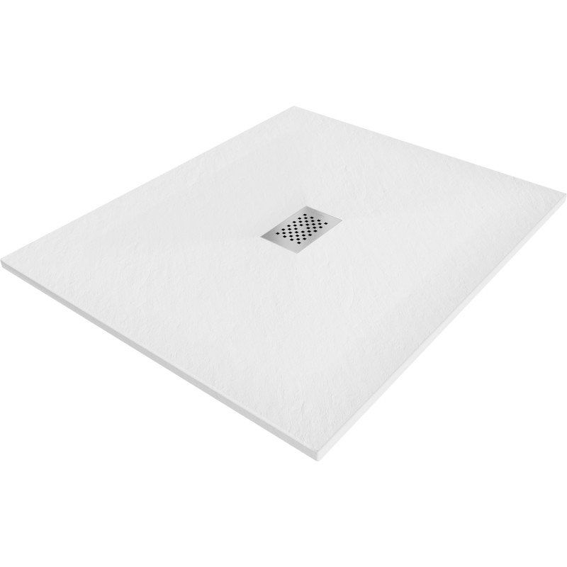 Mexen Hugo Rechteckige Duschwanne SMC 130 x 100 cm, weiß, Abdeckung aus Inox - 42101013-X