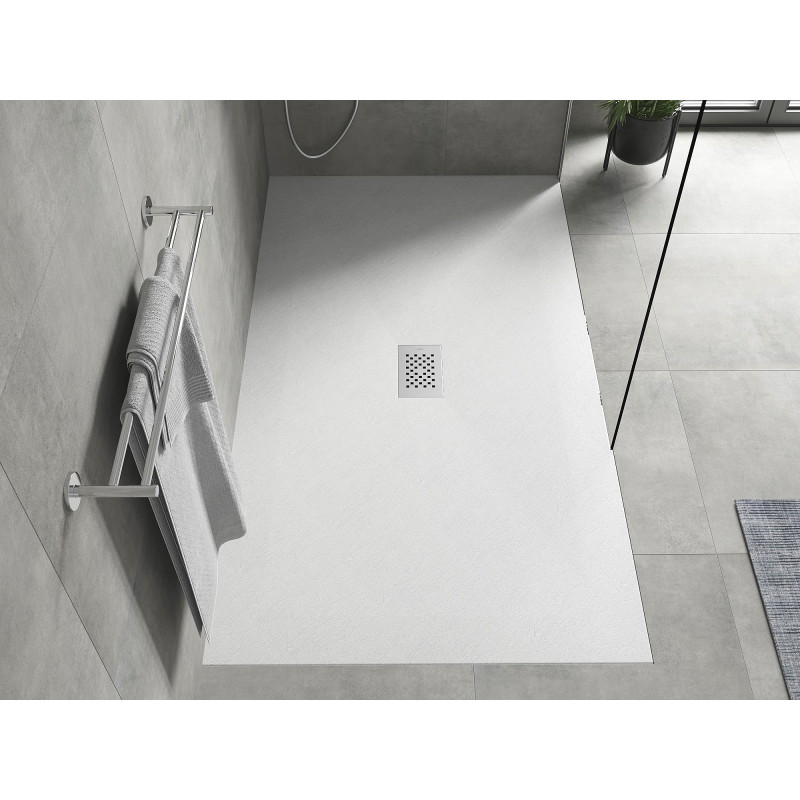 Mexen Hugo Rechteckige Duschwanne SMC 160 x 100 cm, weiß, Abdeckung in Inox - 42101016-X