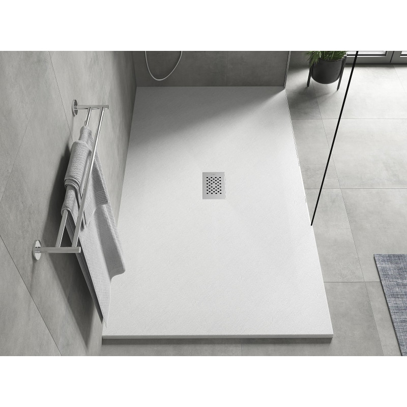 Mexen Hugo rechteckige Duschwanne SMC 180 x 100 cm, weiß, Inox-Abdeckung - 42101018-X
