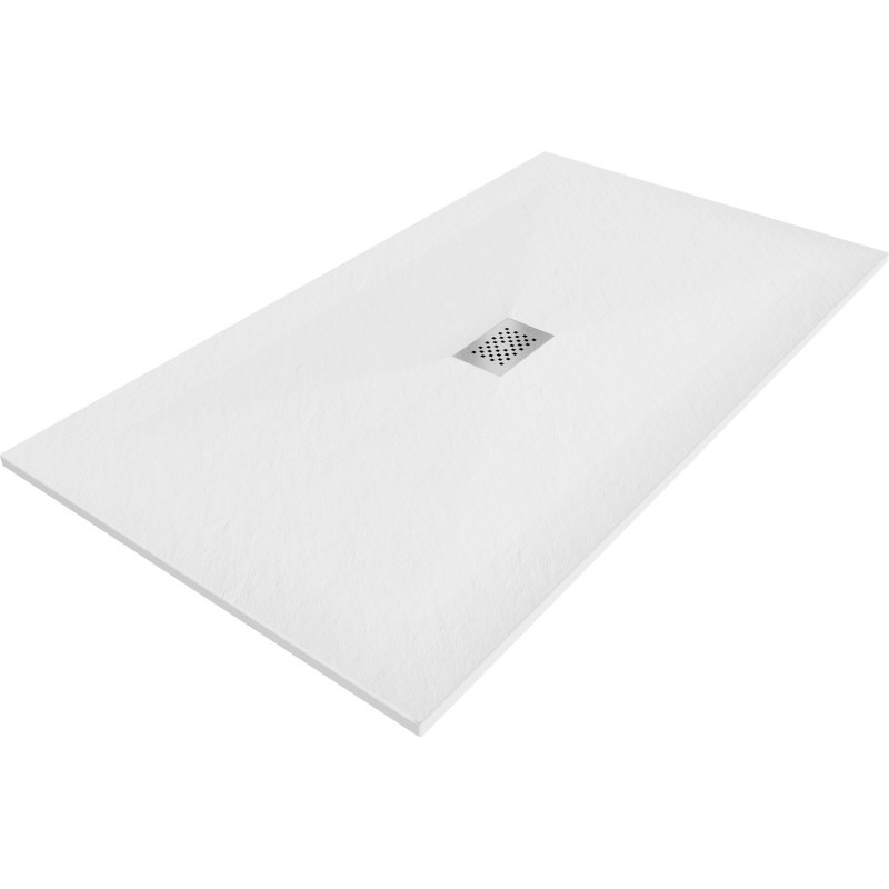 Mexen Hugo Rechteckige Duschwanne SMC 160 x 100 cm, weiß, Inox-Abdeckung - 42101016-X