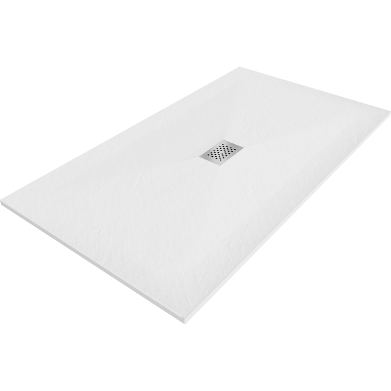 Mexen Hugo rechteckige Duschwanne SMC 170 x 100 cm, weiß, Abdeckung Inox - 42101017-X