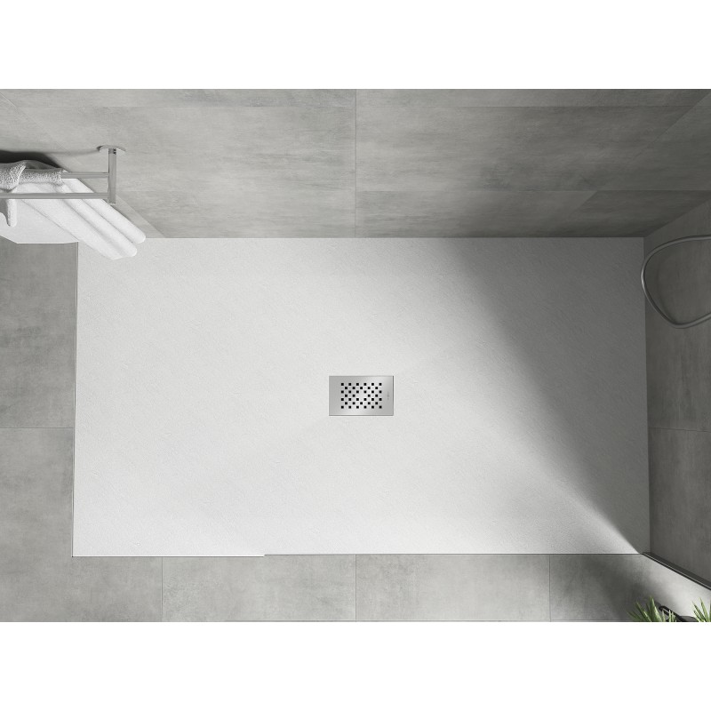 Mexen Hugo rechteckige Duschwanne SMC 200 x 100 cm, weiß, Abdeckung Inox - 42101020-X