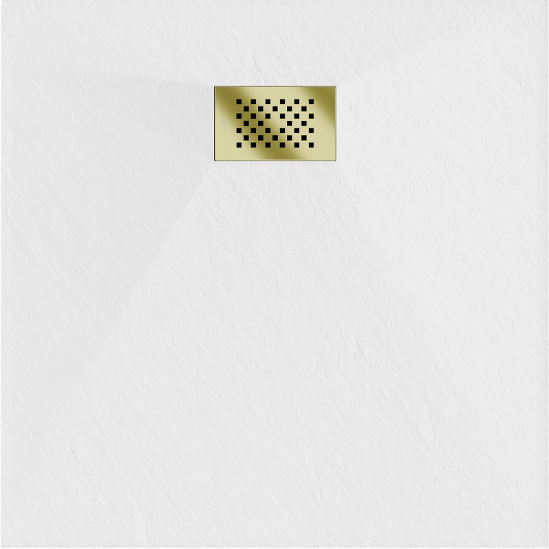 Mexen Hugo quadratische Duschwanne SMC 70 x 70 cm, weiß, goldene Abdeckung - 42107070-G