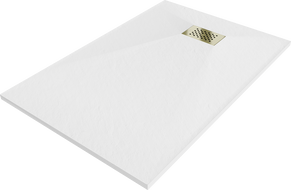 Mexen Hugo rechteckige Duschwanne SMC 80 x 70 cm, weiß, Abdeckung gold - 42107080-G