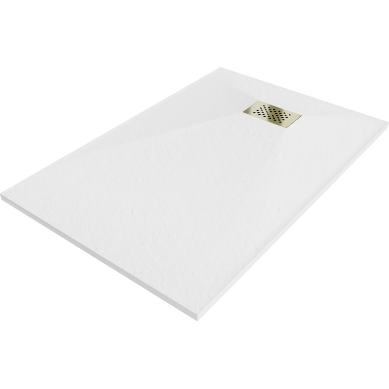 Mexen Hugo Rechteckige Duschwanne SMC 110 x 70 cm, weiß, mit goldener Abdeckung - 42107011-G