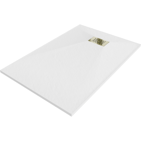 Mexen Hugo Rechteckige Duschwanne SMC 110 x 70 cm, Weiß, goldene Abdeckung - 42107011-G