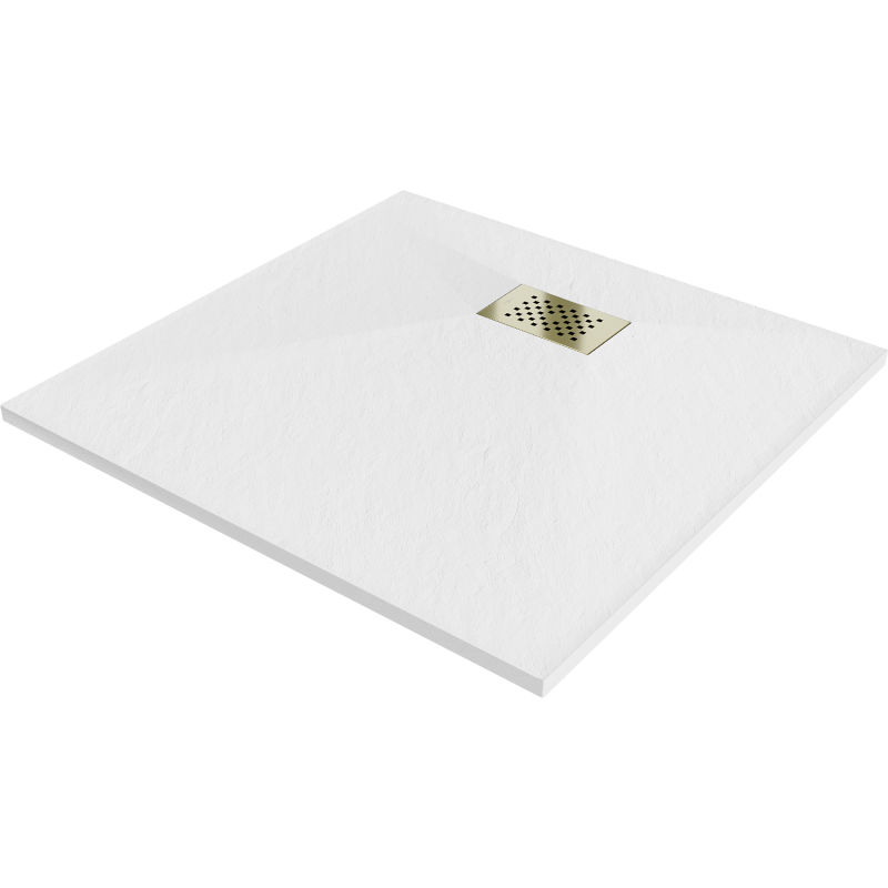 Mexen Hugo quadratische Duschwanne SMC 80 x 80 cm, weiß, goldene Abdeckung - 42108080-G