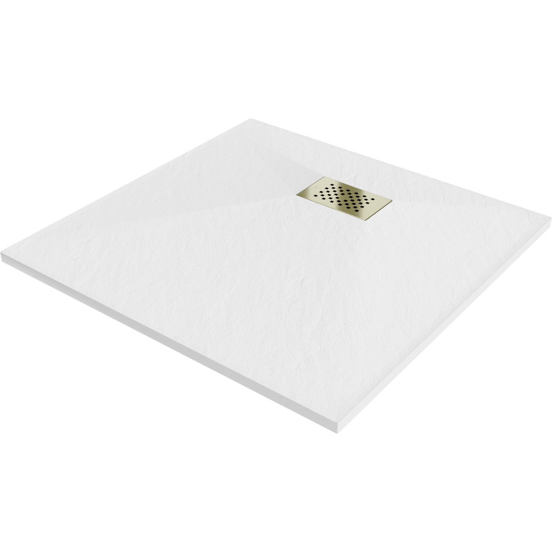 Mexen Hugo quadratische SMC-Duschwanne 80 x 80 cm, weiß, goldene Abdeckung - 42108080-G