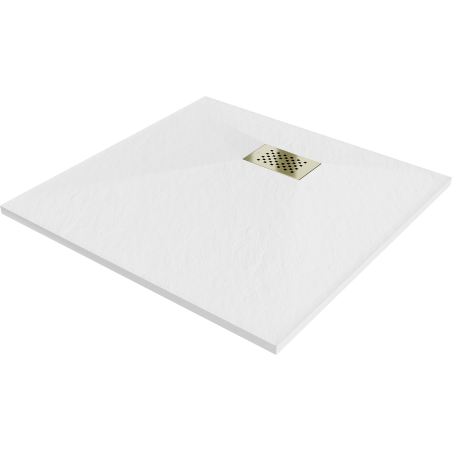 Mexen Hugo quadratische Duschwanne SMC 80 x 80 cm, weiß, goldene Abdeckung - 42108080-G