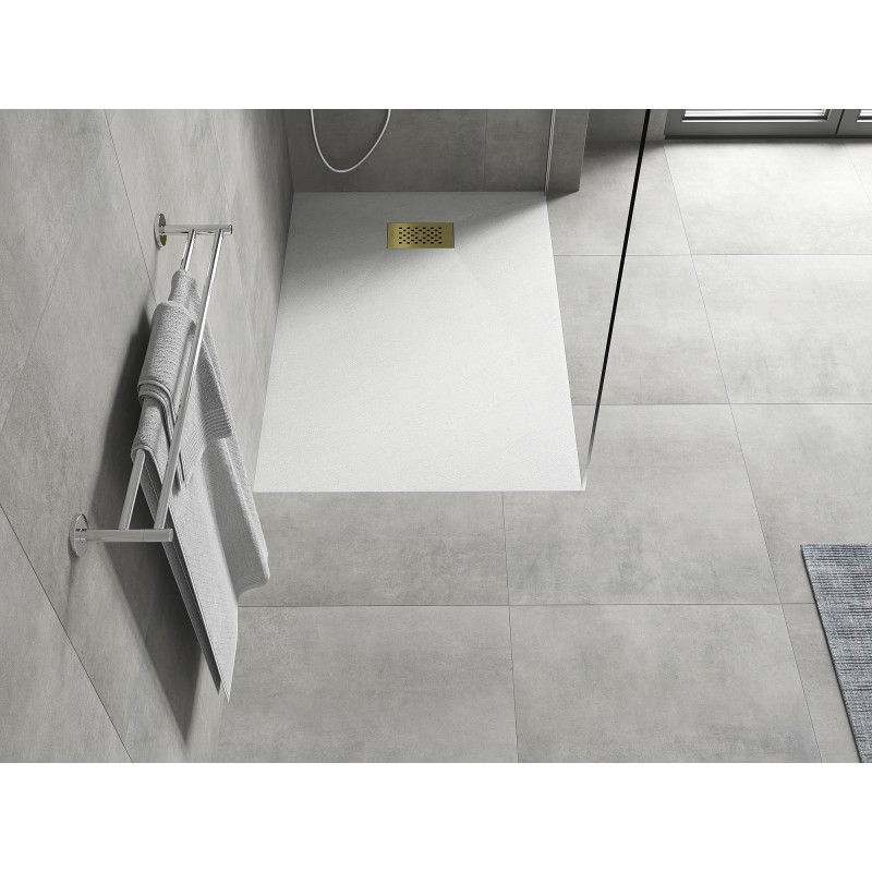 Mexen Hugo rechteckige Duschwanne SMC 120 x 80 cm, weiß, Abdeckung gold - 42108012-G