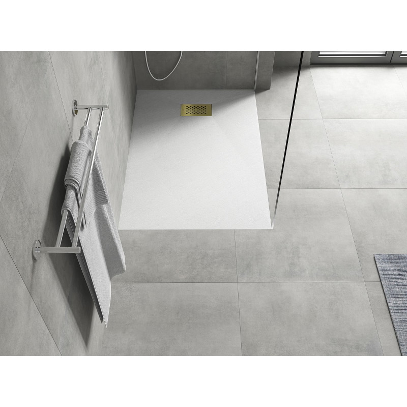 Mexen Hugo rechteckige Duschwanne SMC 120 x 80 cm, weiß, goldene Abdeckung - 42108012-G