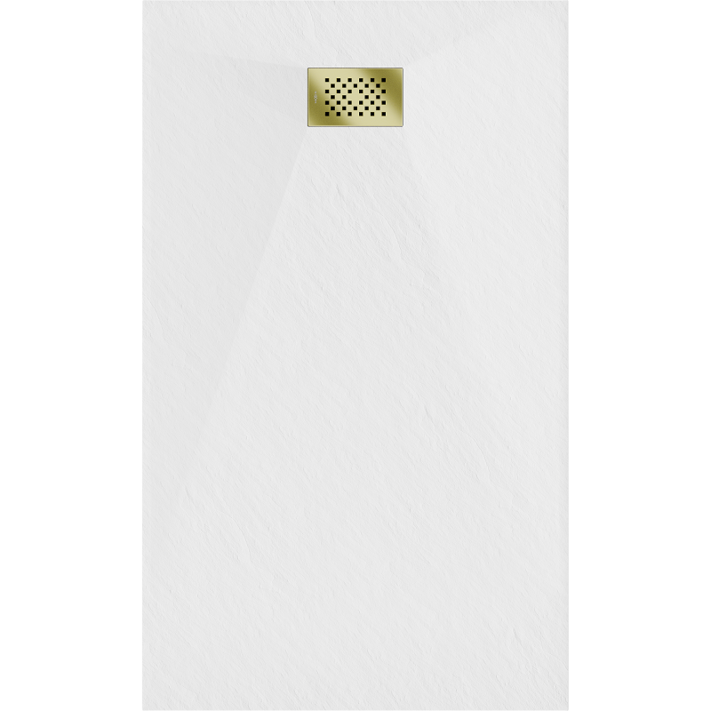 Mexen Hugo rechteckige Duschwanne SMC 140 x 80 cm, weiß, goldene Abdeckung - 42108014-G