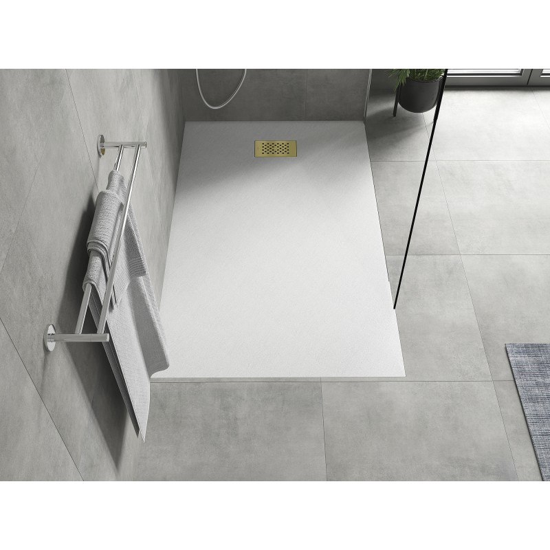 Mexen Hugo rechteckige Duschwanne SMC 150 x 80 cm, weiß, goldene Abdeckung - 42108015-G