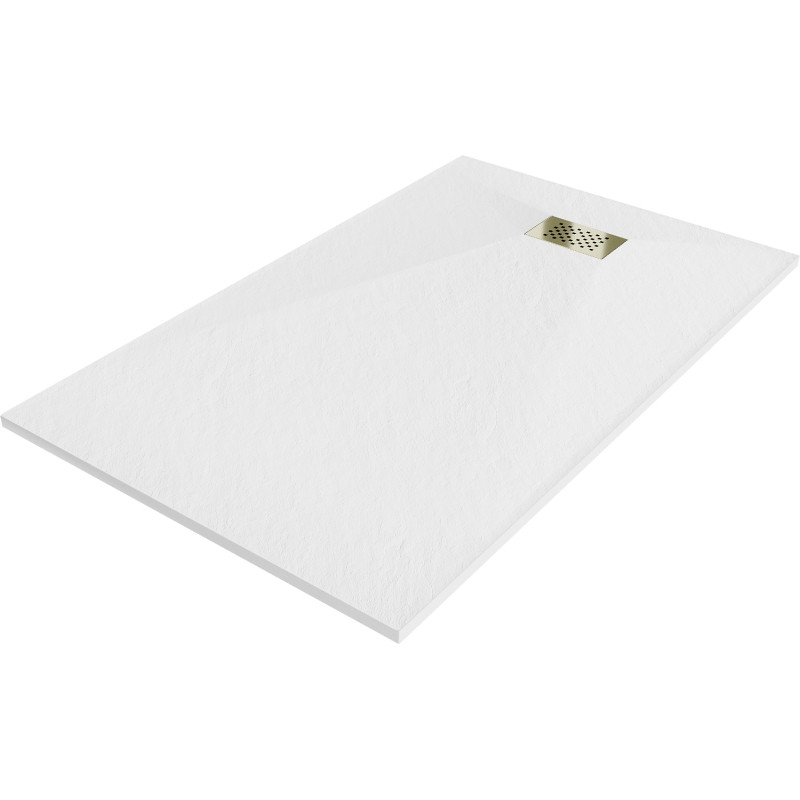 Mexen Hugo Rechteckige SMC-Duschwanne 140 x 80 cm, weiß, goldene Abdeckung - 42108014-G