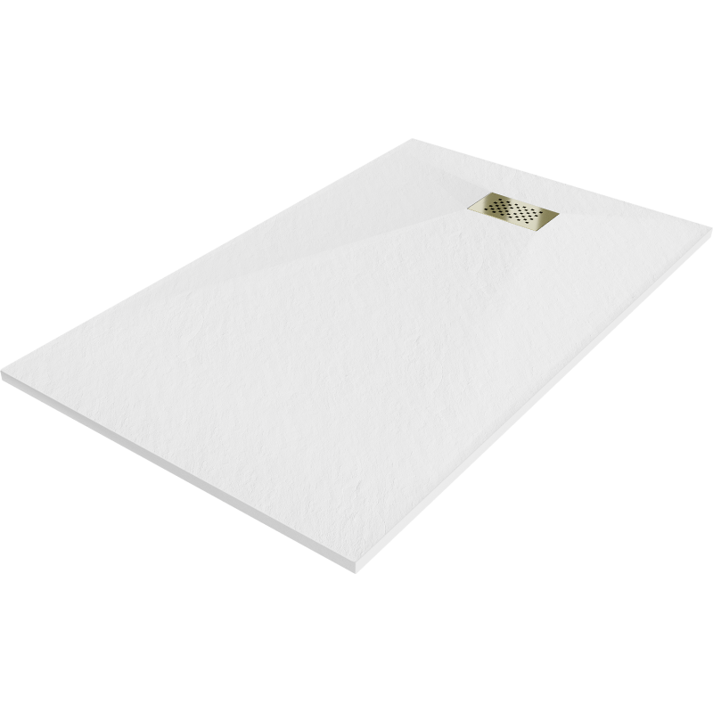 Mexen Hugo rechteckige Duschwanne SMC 150 x 80 cm, weiß, goldene Abdeckung - 42108015-G