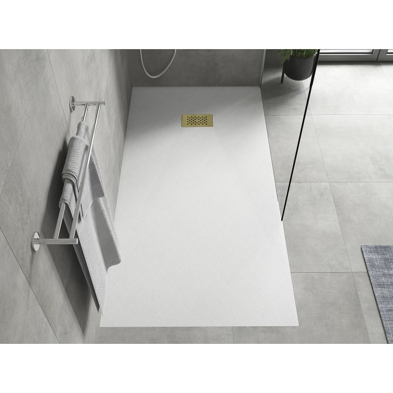 Mexen Hugo rechteckige Duschwanne SMC 170 x 80 cm, weiß, goldene Abdeckung - 42108017-G