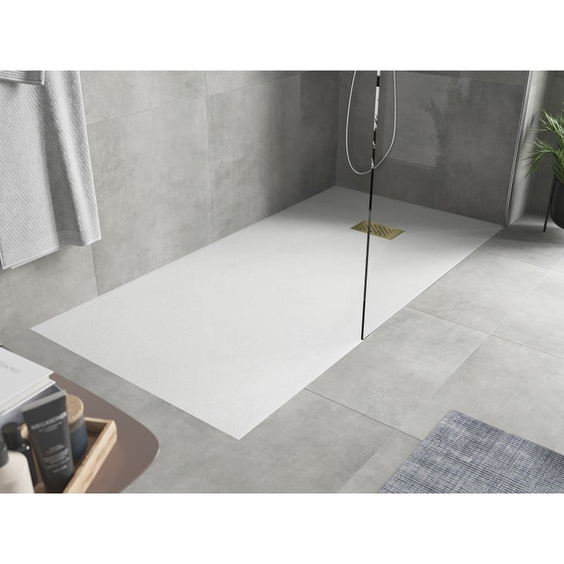 Mexen Hugo rechteckige Duschwanne SMC 180 x 80 cm, weiß, goldene Abdeckung - 42108018-G