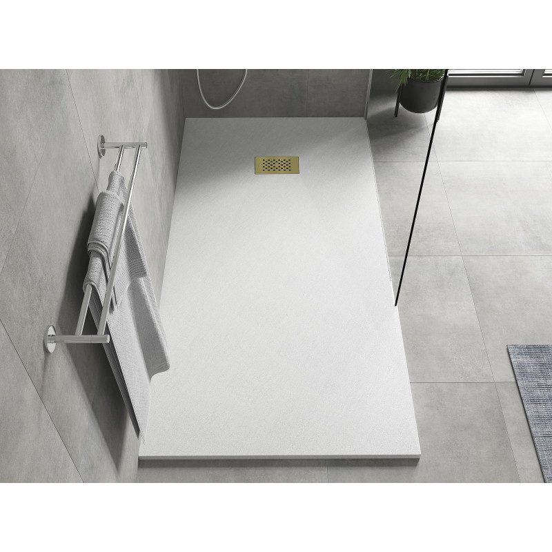 Mexen Hugo Rechteckige SMC-Duschwanne 170 x 80 cm, weiß, goldene Abdeckung - 42108017-G