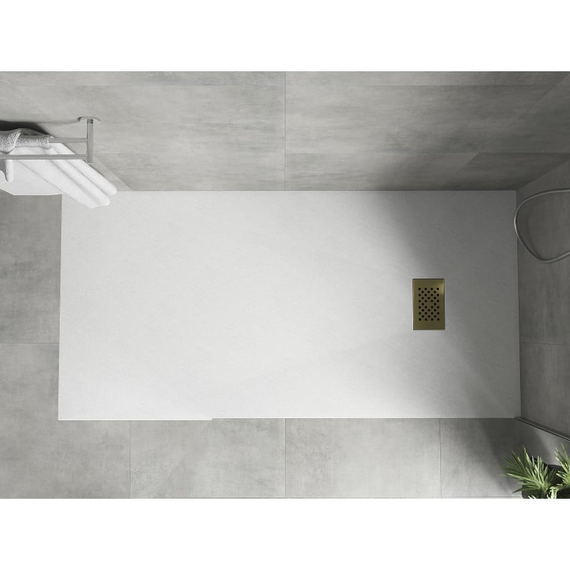 Mexen Hugo rechteckige Duschwanne SMC 170 x 80 cm, weiß, goldene Abdeckung - 42108017-G