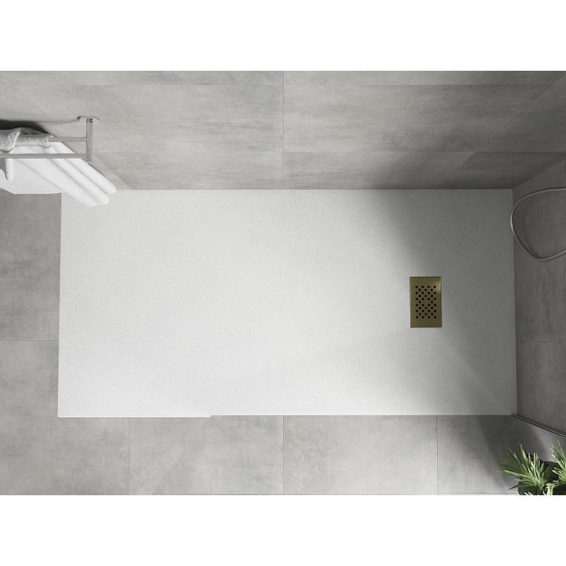 Mexen Hugo Rechteckige SMC-Duschwanne 170 x 80 cm, weiß, goldene Abdeckung - 42108017-G