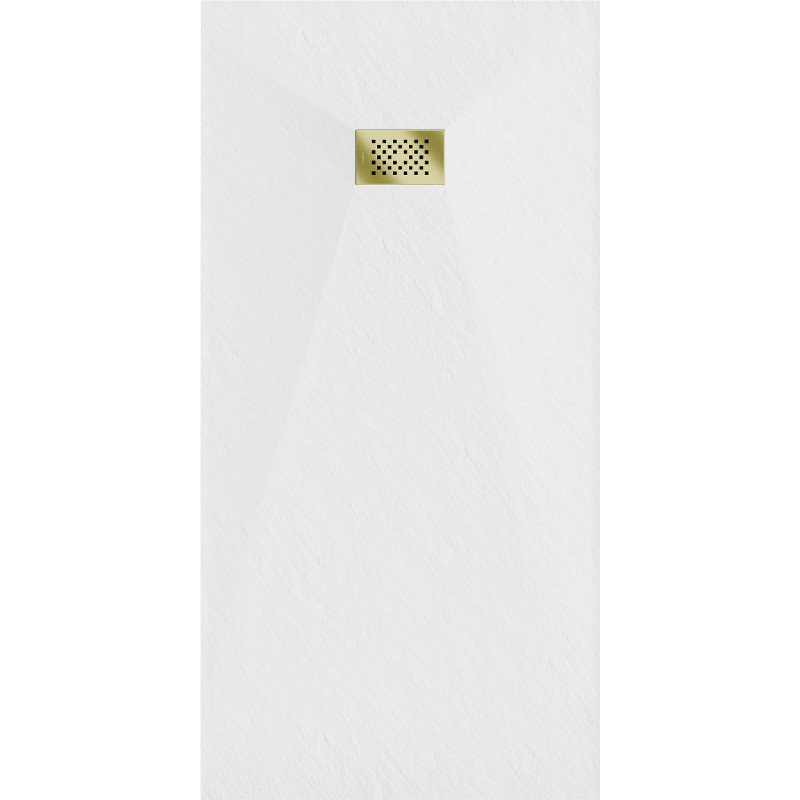 Mexen Hugo Rechteckige Duschwanne SMC 180 x 80 cm, weiß, Abdeckung gold - 42108018-G