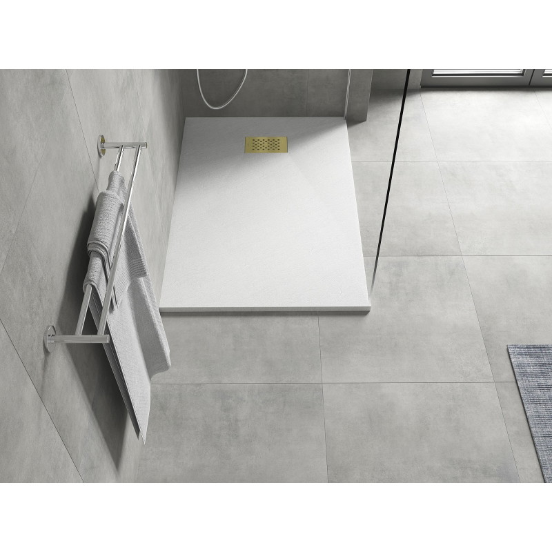 Mexen Hugo Rechteckige SMC-Duschwanne 100 x 90 cm, weiß, goldene Abdeckung - 42109010-G
