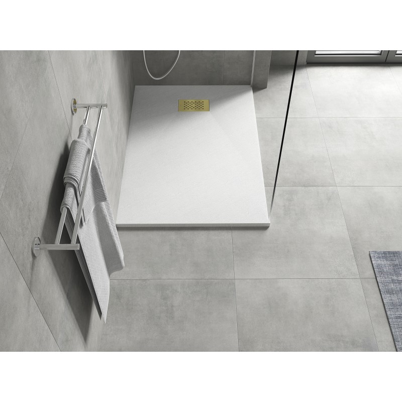 Mexen Hugo rechteckige Duschwanne SMC 110 x 90 cm, weiß, Abdeckung gold - 42109011-G