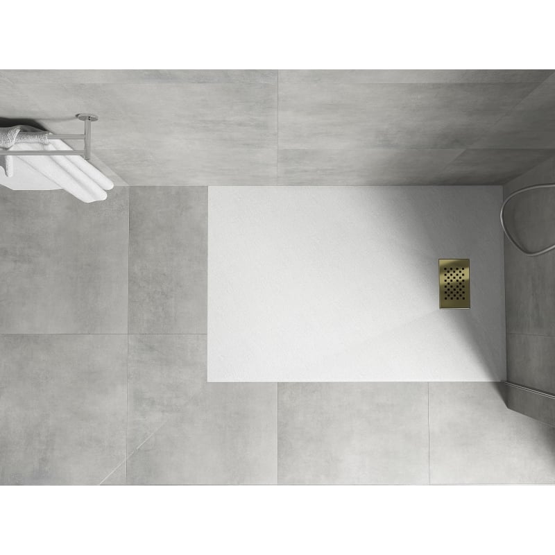 Mexen Hugo SMC-Rechteck-Duschwanne 120 x 90 cm, weiß, mit goldener Abdeckung - 42109012-G