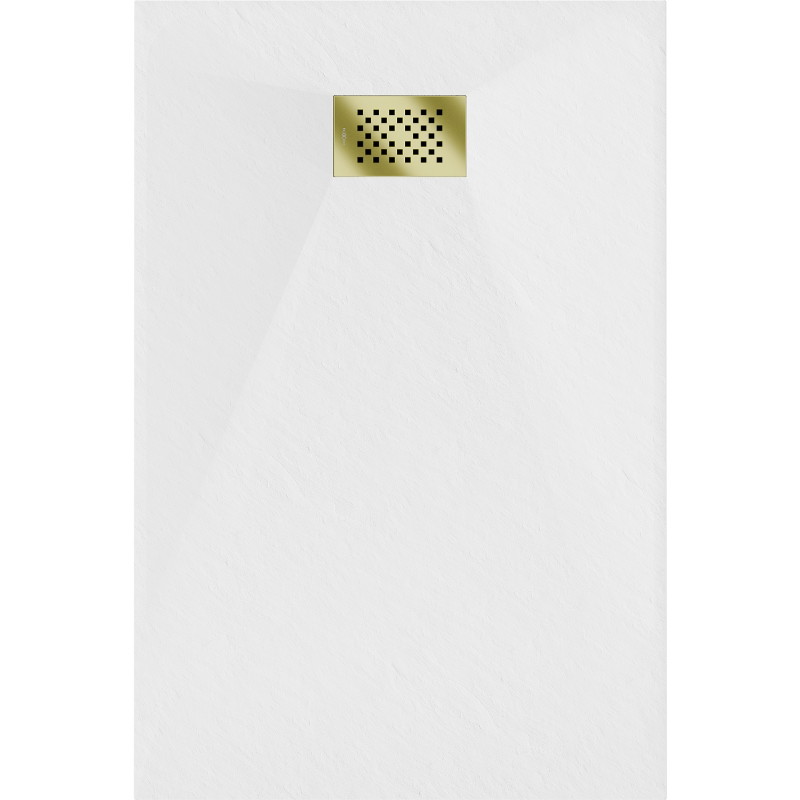 Mexen Hugo Rechteckige Duschwanne SMC 130 x 90 cm, weiß, Abdeckung Gold - 42109013-G