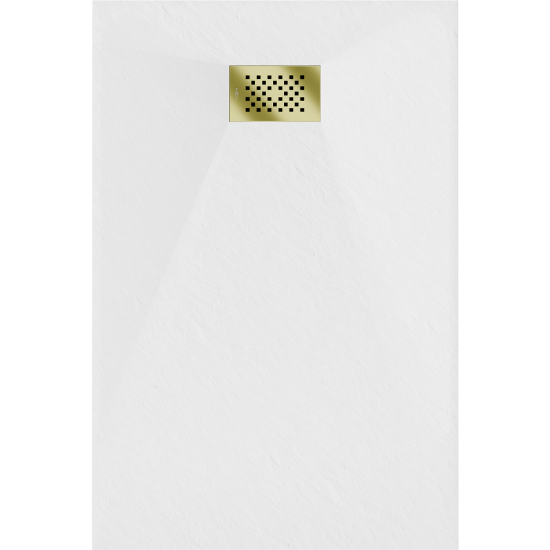 Mexen Hugo rechteckige Duschwanne SMC 130 x 90 cm, weiß, goldene Abdeckung - 42109013-G