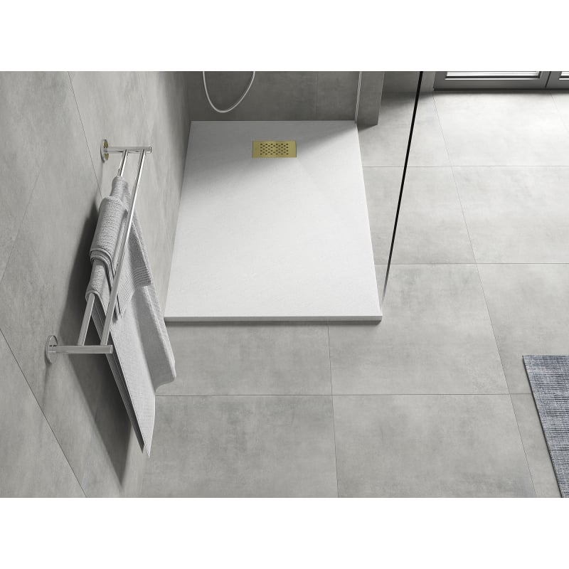 Mexen Hugo SMC-Rechteck-Duschwanne 120 x 90 cm, weiß, mit goldener Abdeckung - 42109012-G