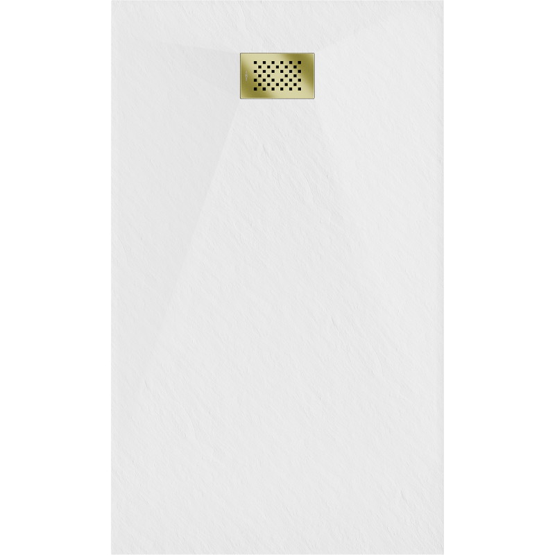 Mexen Hugo rechteckige Duschwanne SMC 150 x 90 cm, weiß, Abdeckung gold - 42109015-G