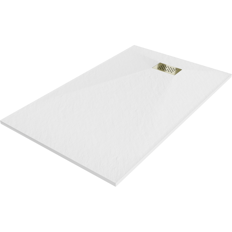 Mexen Hugo rechteckige Duschwanne SMC 160 x 90 cm, weiß, goldene Abdeckung - 42109016-G