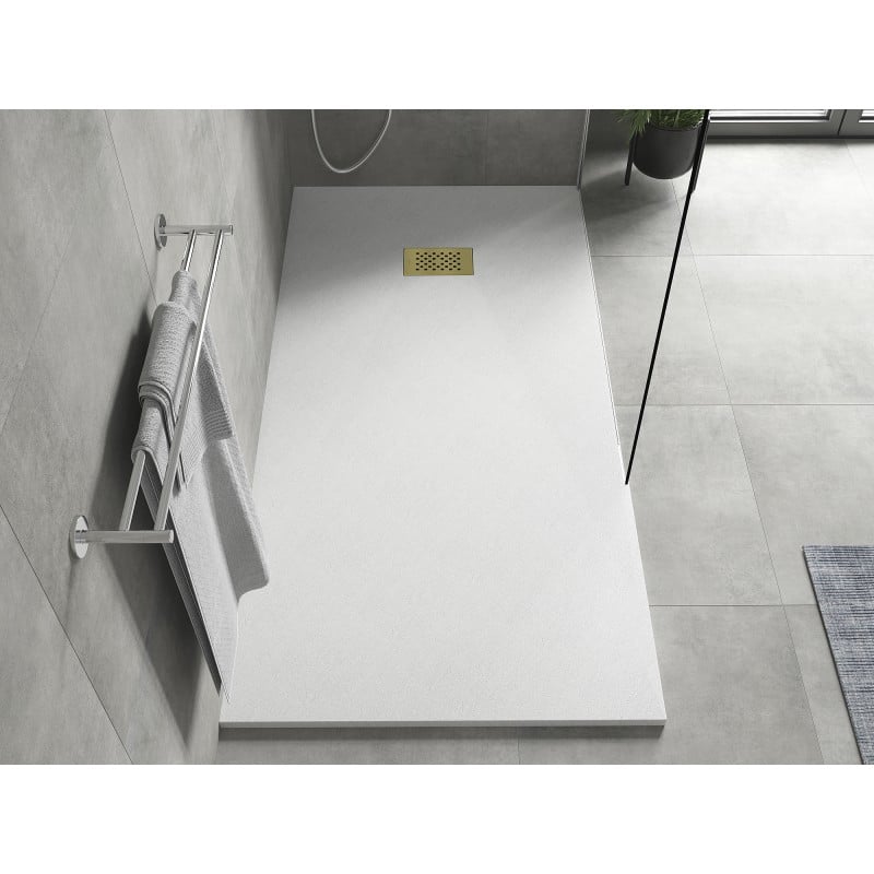 Mexen Hugo rechteckige SMC-Duschwanne 170 x 90 cm, weiß, Goldene Abdeckung - 42109017-G