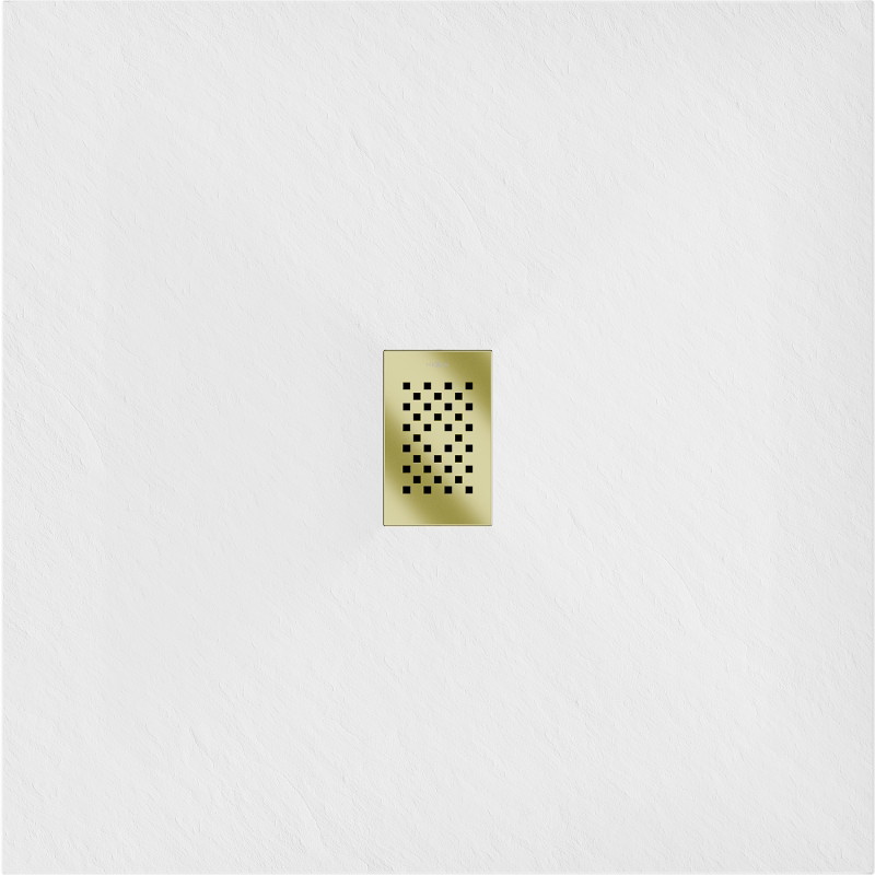 Mexen Hugo Quadratische Duschwanne SMC 100 x 100 cm, weiß, Abdeckung gold - 42101010-G