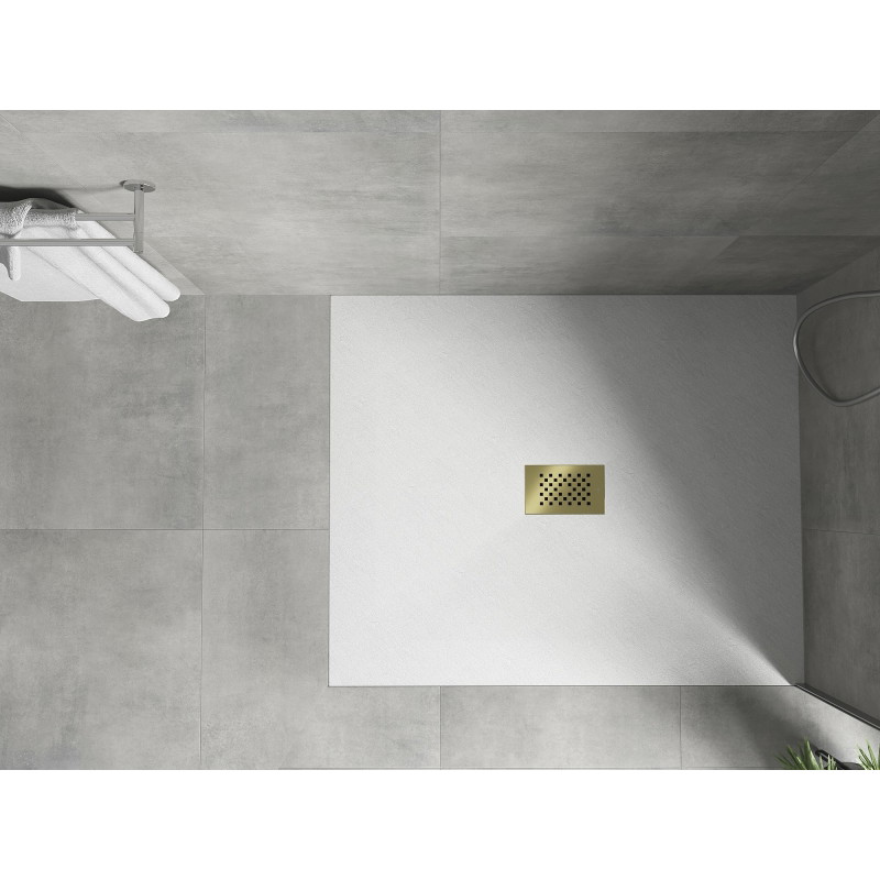 Mexen Hugo Rechteckige SMC-Duschwanne 120 x 100 cm, weiß, goldene Abdeckung - 42101012-G