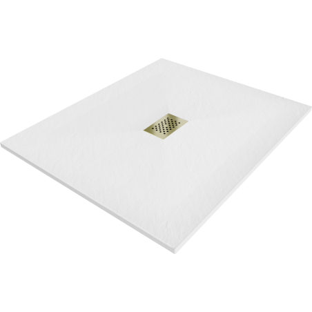 Mexen Hugo rechteckige Duschwanne SMC 110 x 100 cm, weiß, goldene Abdeckung - 42101011-G