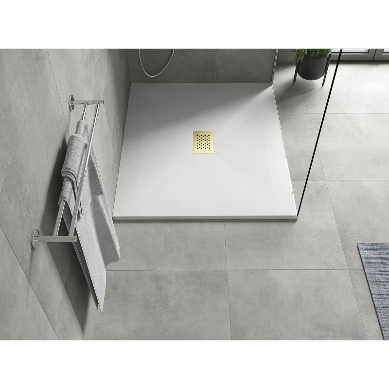 Mexen Hugo rechteckige Duschwanne SMC 130 x 100 cm, weiß, goldene Abdeckung - 42101013-G