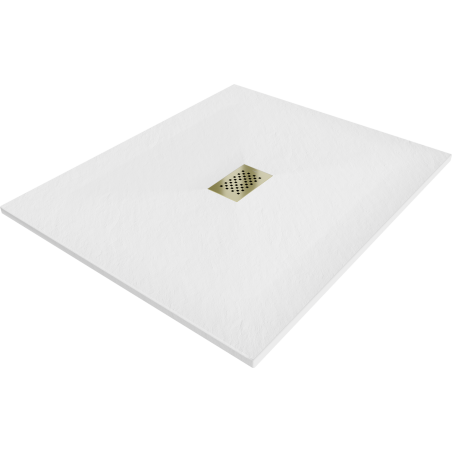 Mexen Hugo rechteckige Duschwanne SMC 130 x 100 cm, weiß, goldene Abdeckung - 42101013-G