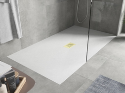 Mexen Hugo rechteckige Duschwanne SMC 170 x 100 cm, weiß, goldene Abdeckung - 42101017-G